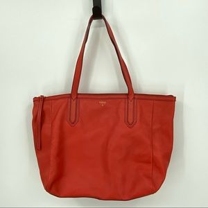 Fossil Sydney Shopper Tote Red orange leather